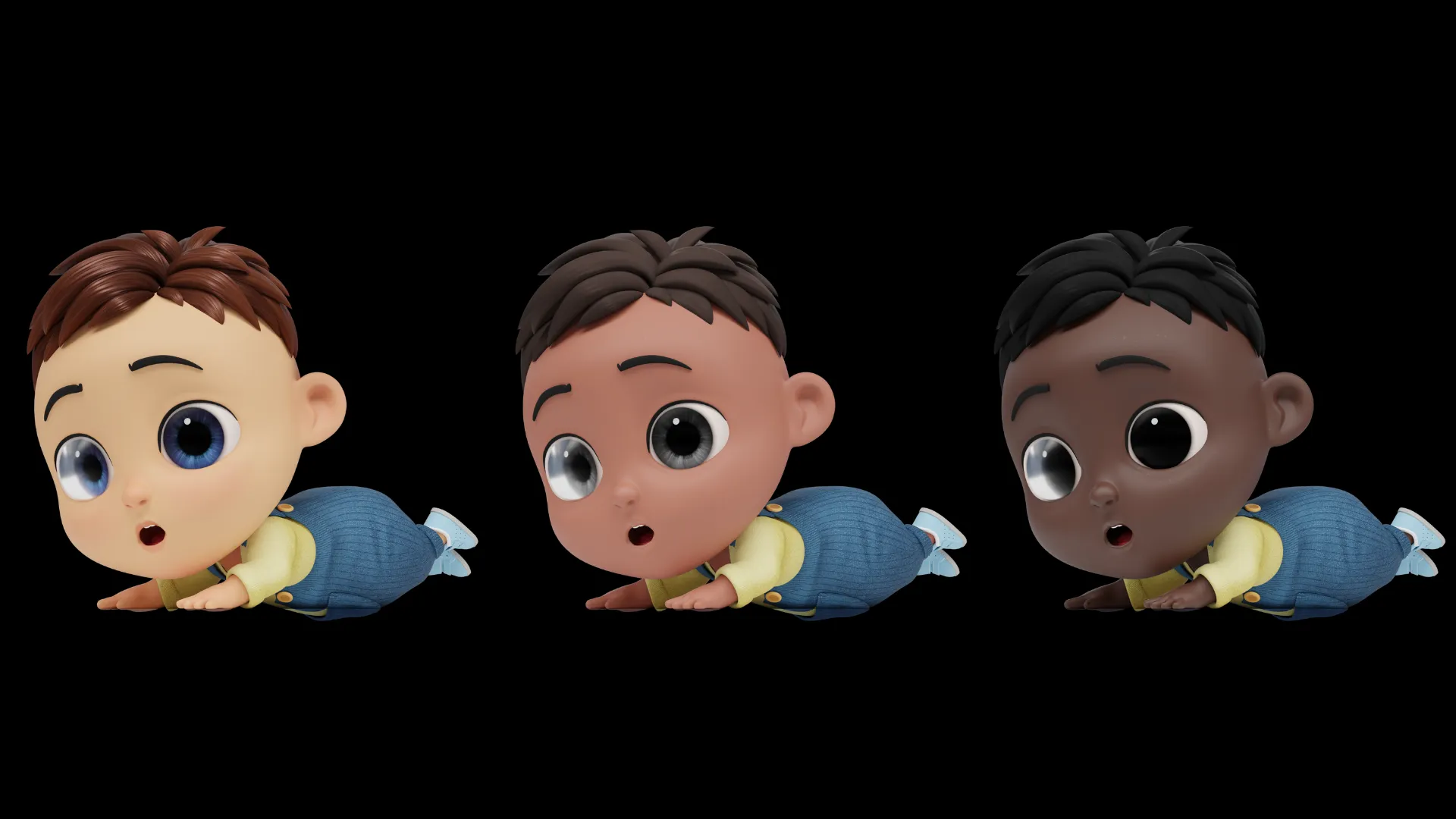 Cartoon baby boy 3D character showcase 6